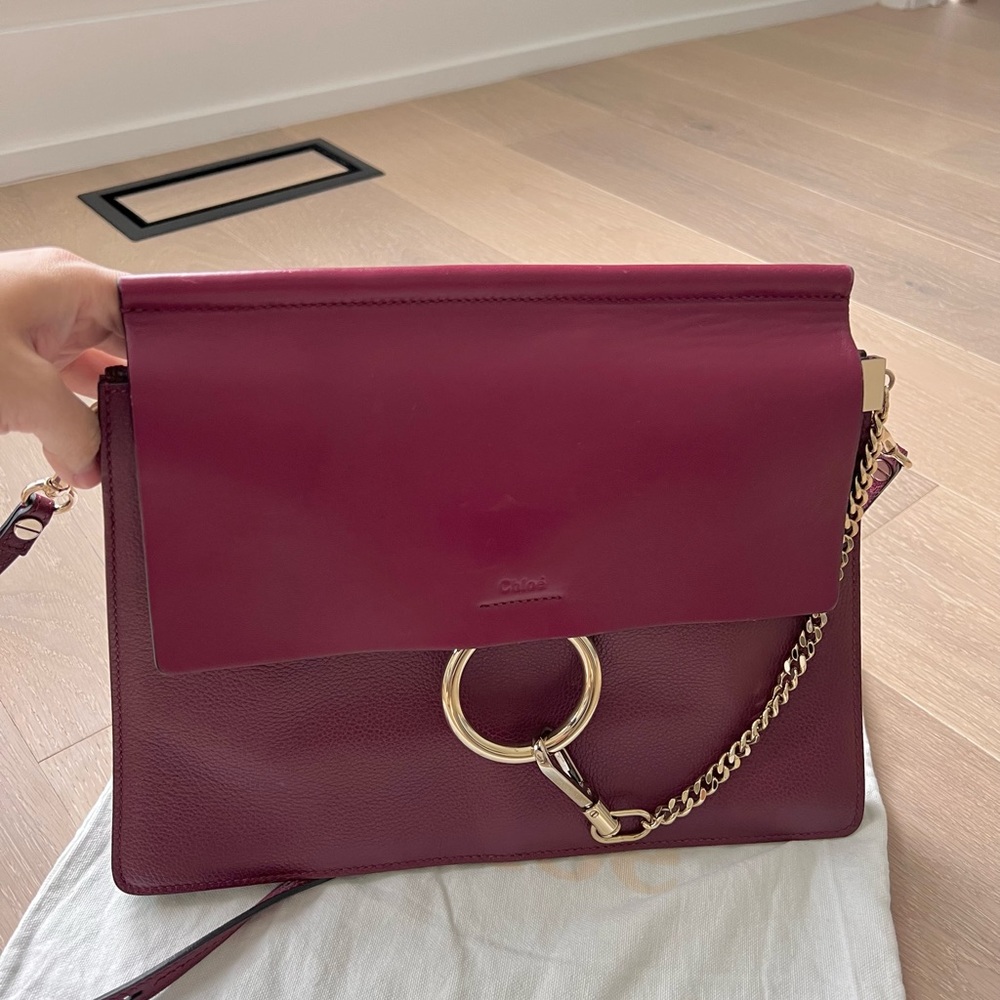 Pre-loved Chloe Faye medium bag in Burgundy